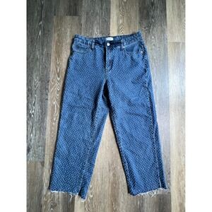 Time and Tru Straight Leg Jeans Womens 12 Blue Textured Tufted Raw Hem Denim